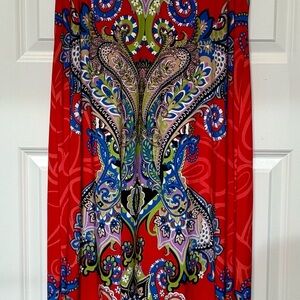 Red Paisley Print Halter Maxi Dress – Size L